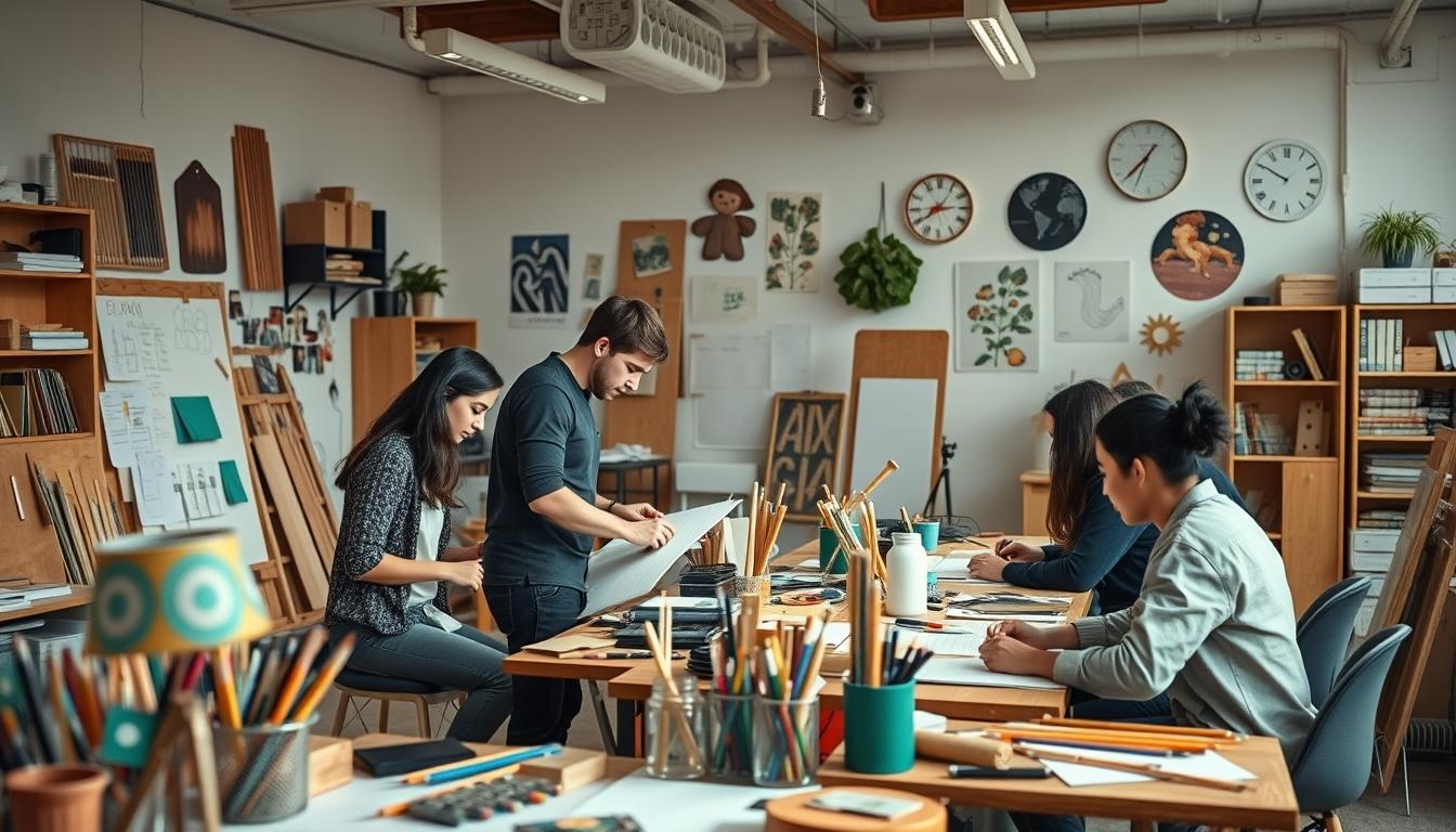 Students collaborating in study space